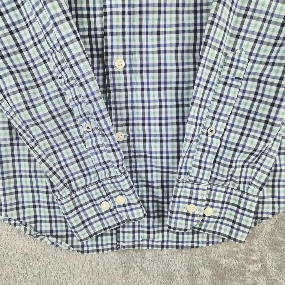 Banana Republic Grant Fit Custom 078 Wash Shirt Mens Medium Green Plaid Cotton